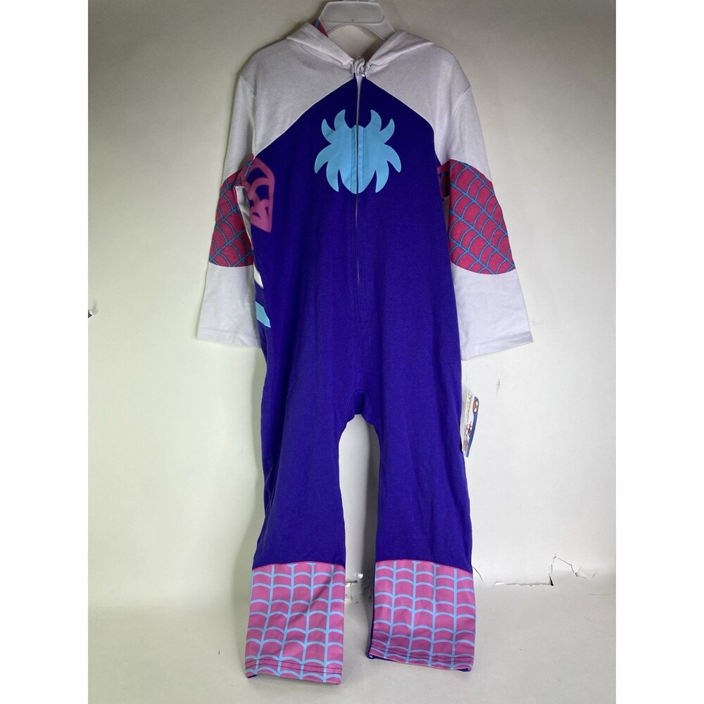 Marvel Ghost Spider Gwen One Piece Hooded Cosplay Coverall Romper Girls Size 5